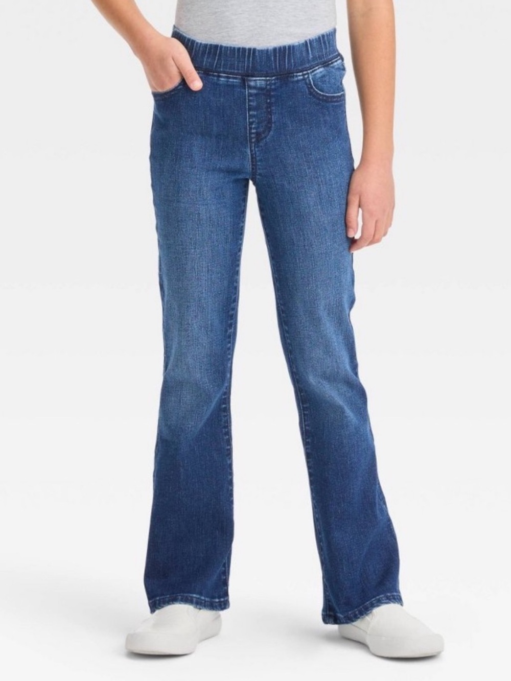 Cat & Jack Girls’ Mid Rise Pull-On Flare Jeans - Blue 18